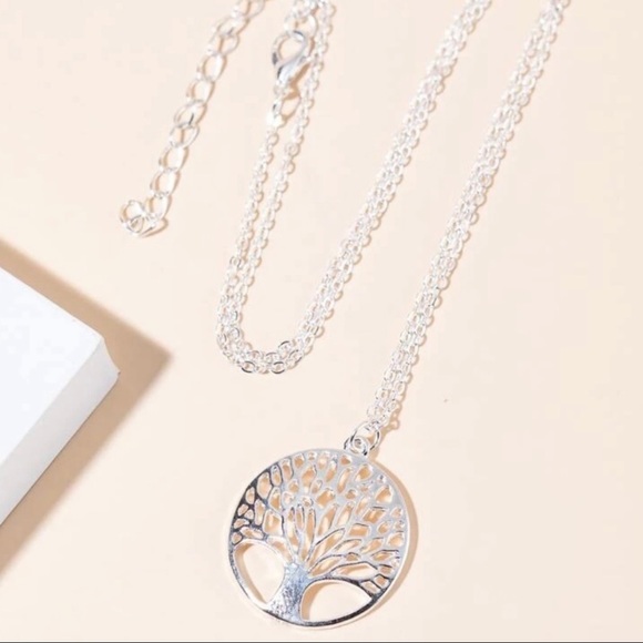 Silver Hollow Tree Pendant Necklace - Picture 3 of 4